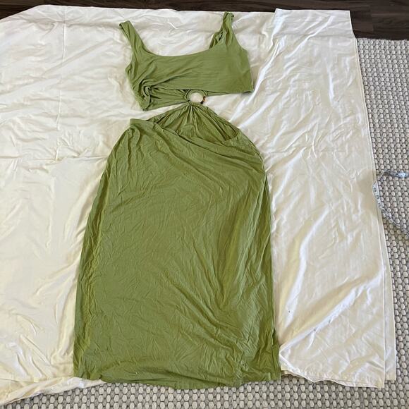 GIA IRL Green Cutout Maxi Dress Plus Size 1X Vacation Resortwear Cruise - Picture 6 of 11